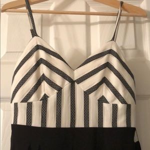 Black and White Long Pants Romper WITH POCKETS